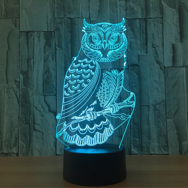 3D LED-lampe ugle for skrivebord