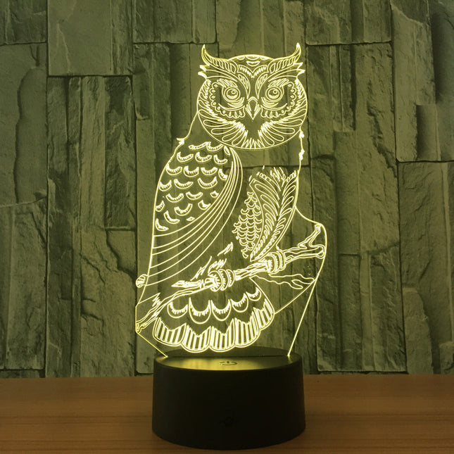 3D LED-lampe ugle for skrivebord