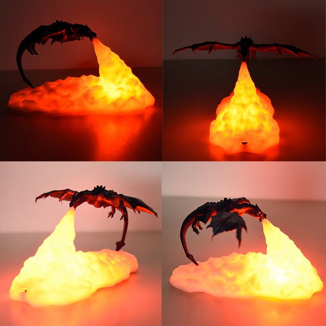3D-printet drage nattlampe med lys