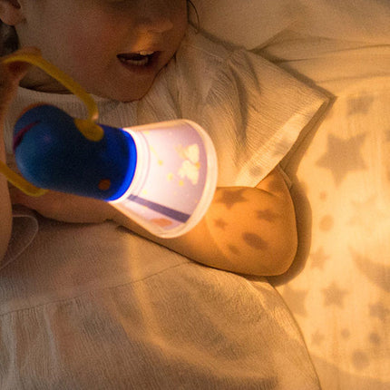 Nattlampe projektor og lommelykt for barn