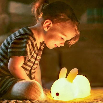 Justerbar silikon nattlampe kanin med touch