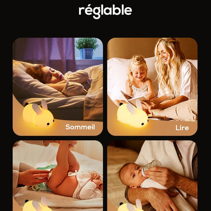 Justerbar silikon nattlampe kanin med touch