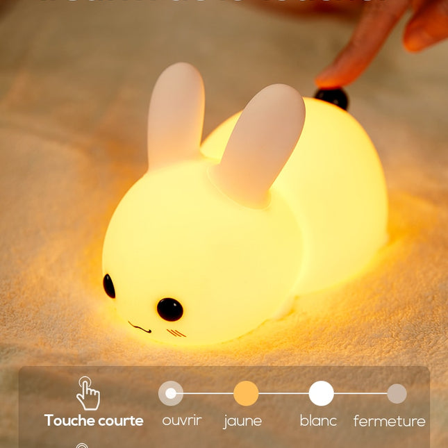 Justerbar silikon nattlampe kanin med touch