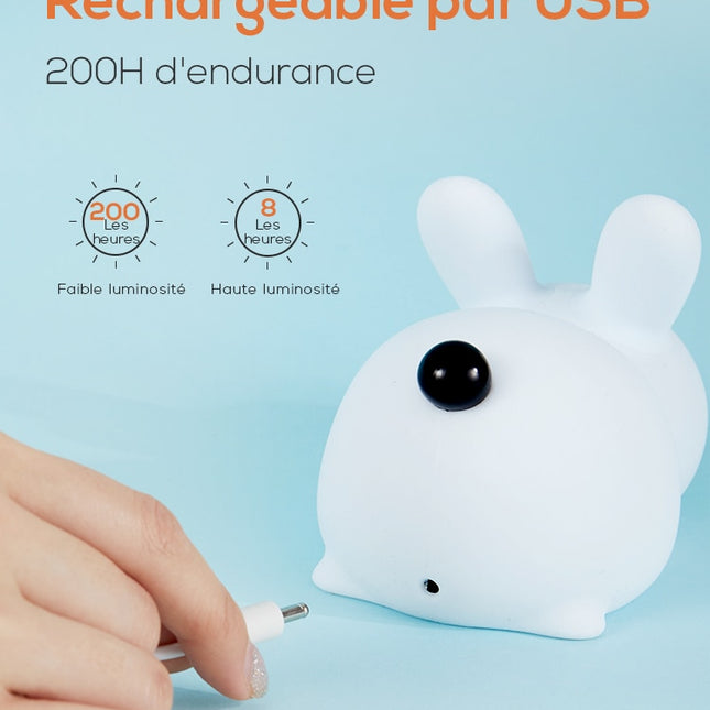 Justerbar silikon nattlampe kanin med touch