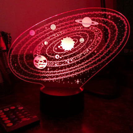 3D nattlys med solsystemet for barn