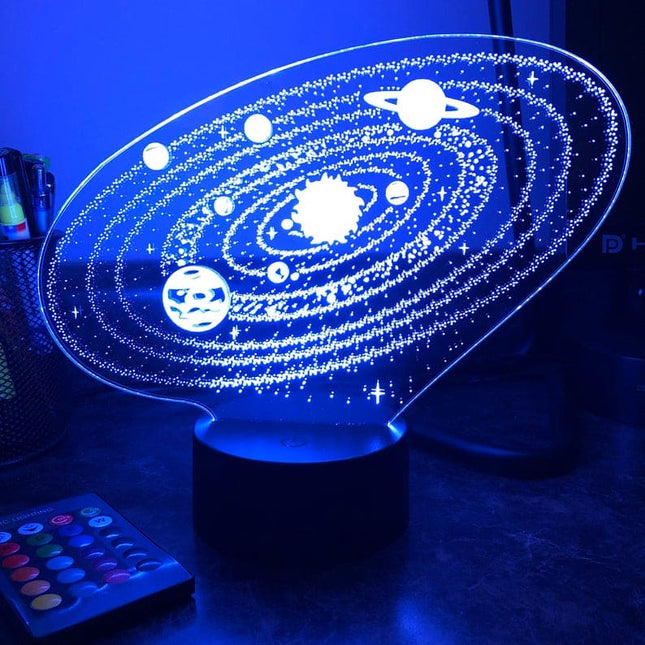 3D nattlys med solsystemet for barn