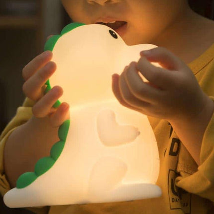Fargerik LED nattlampe dinosaur i silikon
