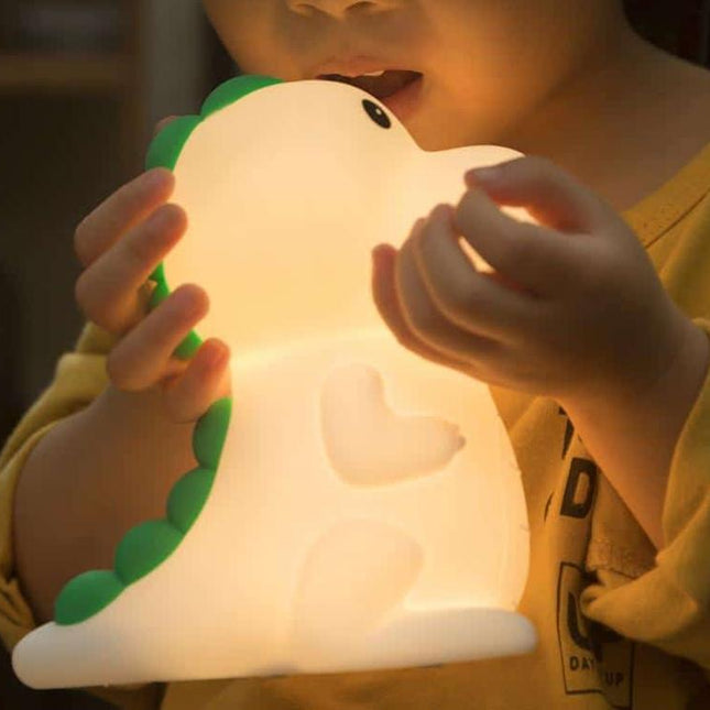 Fargerik LED nattlampe dinosaur i silikon