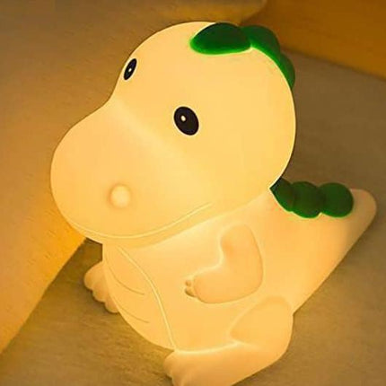 Fargerik LED nattlampe dinosaur i silikon