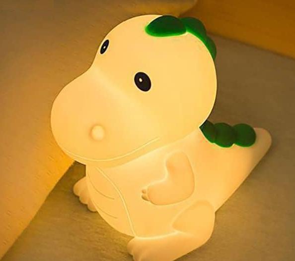 Fargerik LED nattlampe dinosaur i silikon