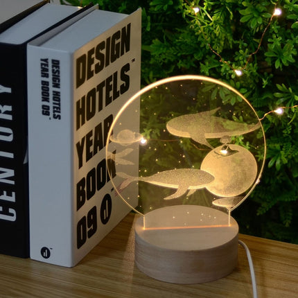 Eventyr nattlampe i akryl med hvaler