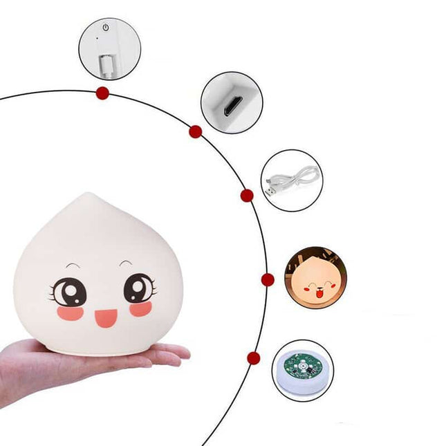 Søt silikon nattlampe med touch