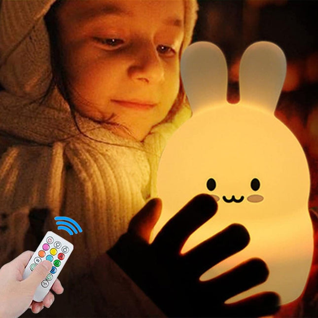 LED kanin nattlampe med fjernkontroll