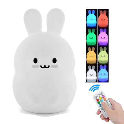 LED kanin nattlampe med fjernkontroll