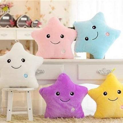 Hvit plysj stjerne med LED-lys