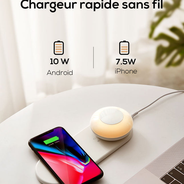 Smart nattlampe med trådløs lader