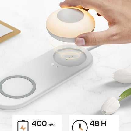 Smart nattlampe med trådløs lader