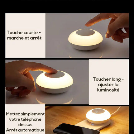 Smart nattlampe med trådløs lader
