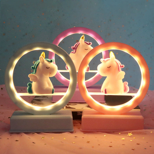 Kreativ LED nattlampe med enhjørning