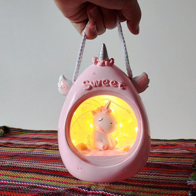 Bærbar enhjørning nattlampe i pastellfarger