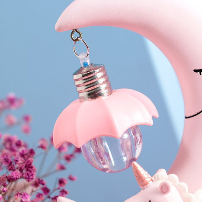 Nattlys med enhjørning på måne