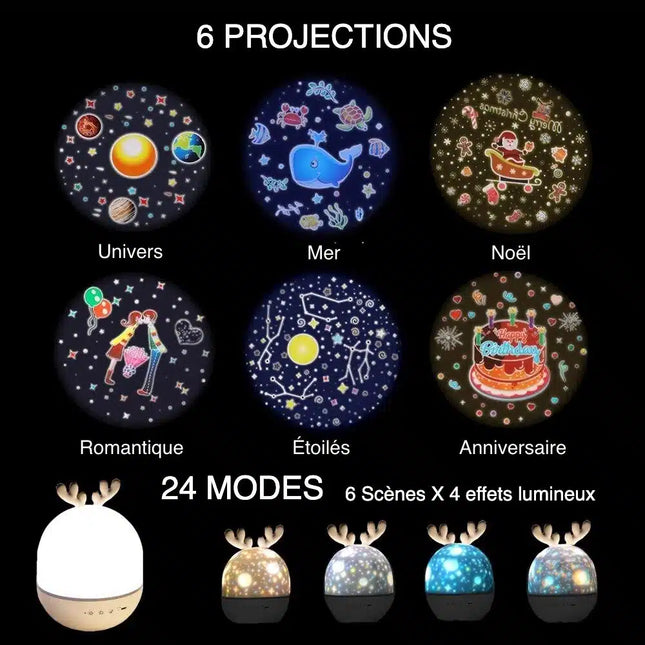 Musikalsk nattlampe-projektor for babyer