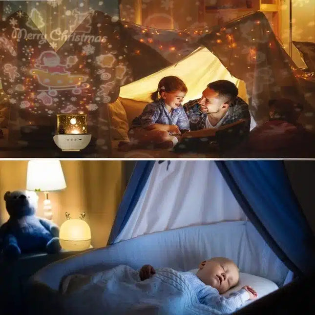 Musikalsk nattlampe-projektor for babyer