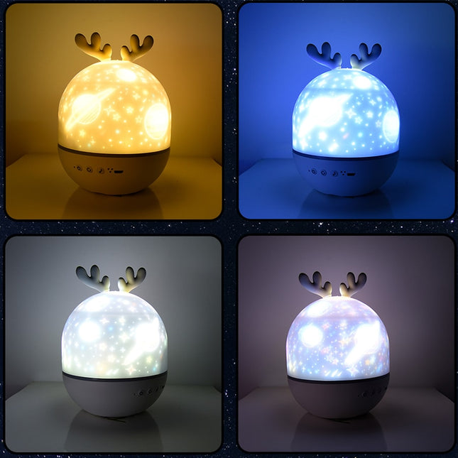 Nattlampe med projektor hjort og Bluetooth