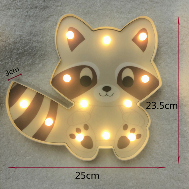 Vaskebjørn vegglampe til barnerom med LED