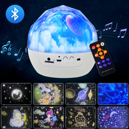 LED nattlampe projektor med musikk