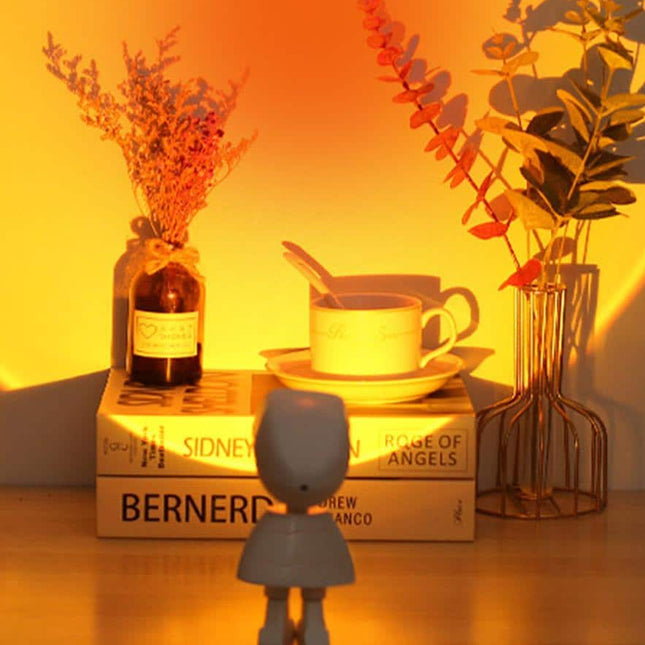 Astronaut nattlys med solnedgang projeksjon