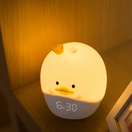 Søt andunge vekkerklokke med nattlys