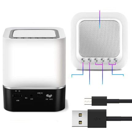 Nattlampe med Bluetooth-høyttaler og klokke