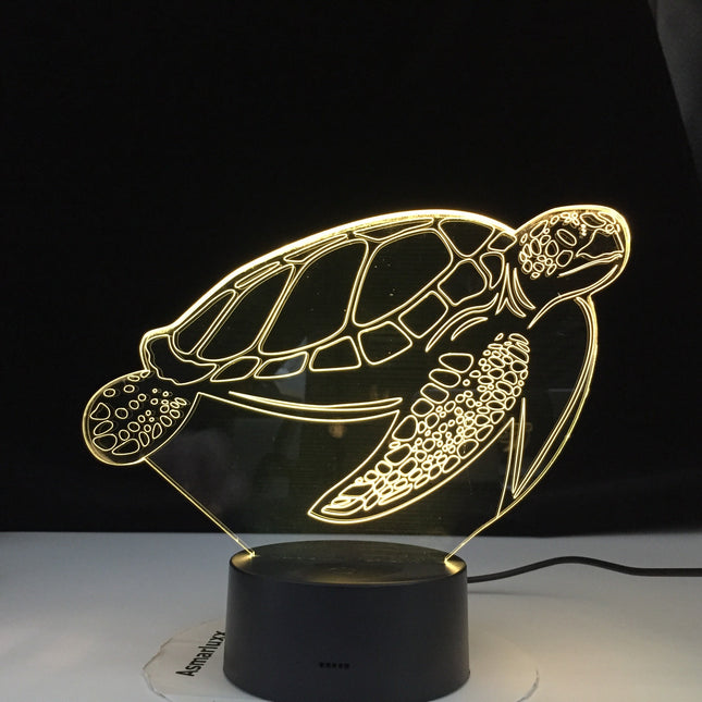3D illusjon nattlys formet som skilpadde