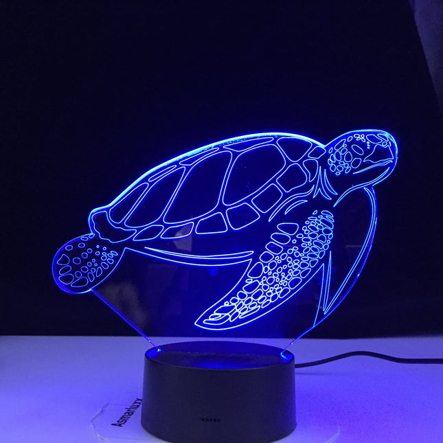 3D illusjon nattlys formet som skilpadde