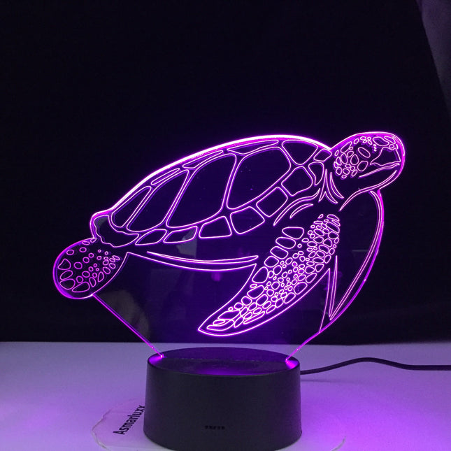 3D illusjon nattlys formet som skilpadde