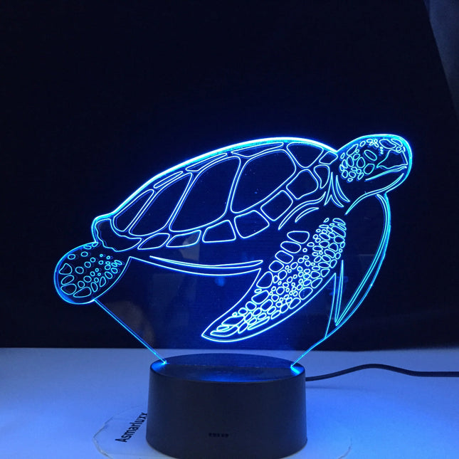 3D illusjon nattlys formet som skilpadde