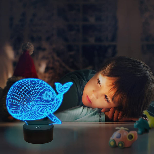 3D illusjon nattlampe hval for barn