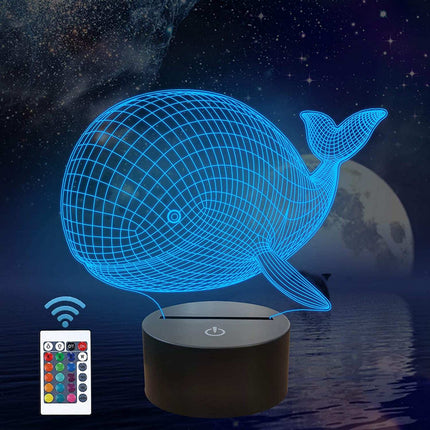 3D illusjon nattlampe hval for barn