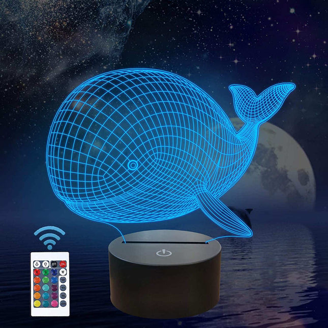 3D illusjon nattlampe hval for barn